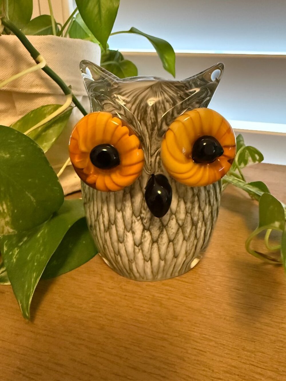 Blown Art Glass Owl Figurine